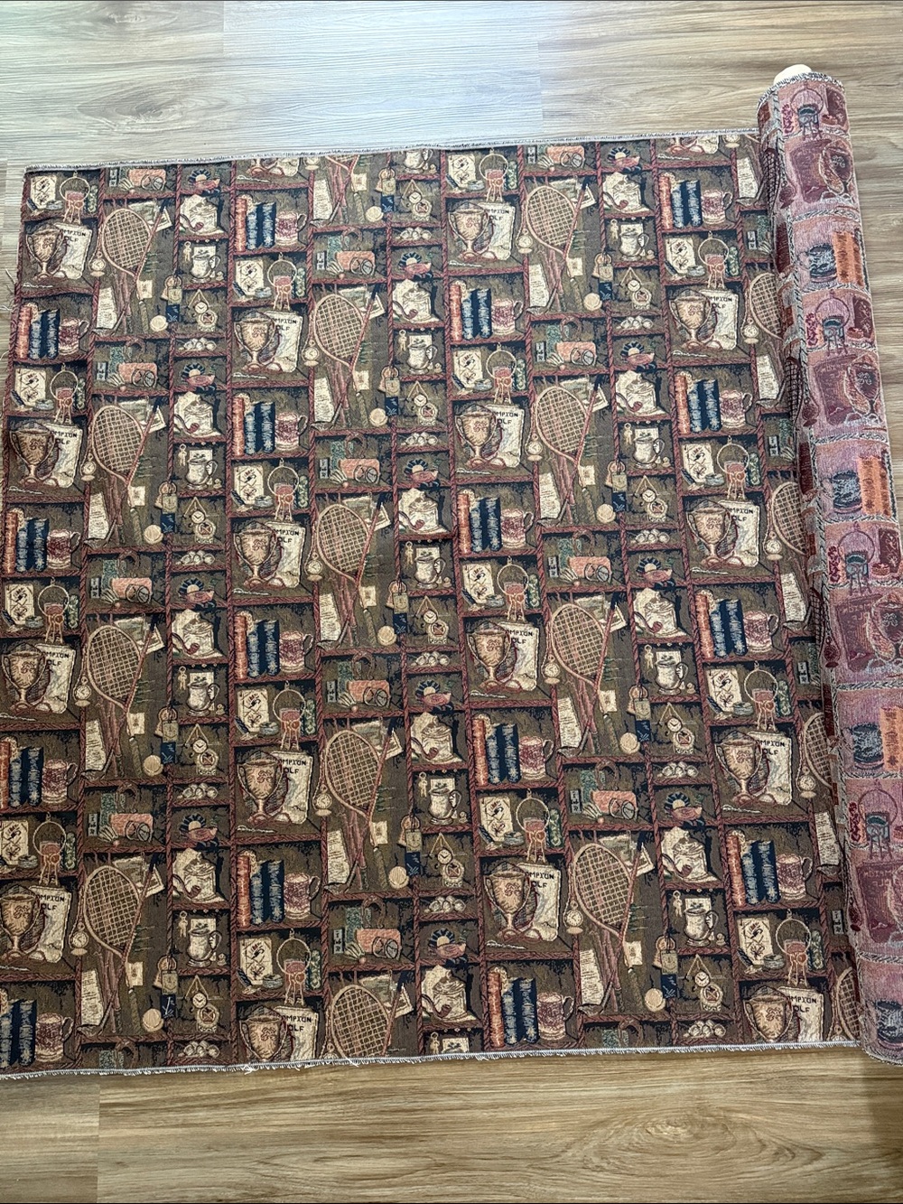 Country Club Life Tapestry Fabric Golf Tennis Rustic 54" x 310"